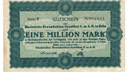 Köln 1 Mil.Mark 01.08.1923 VZ+-VZ++ Serie F