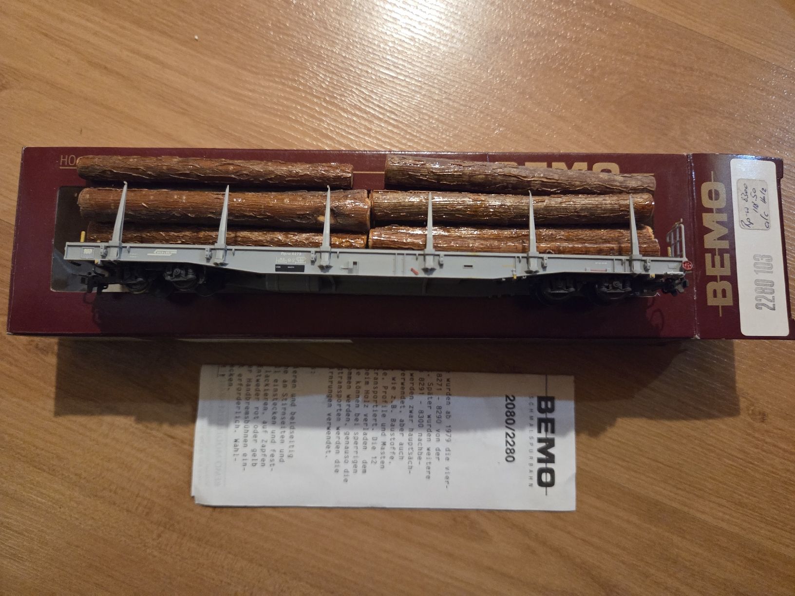 Bemo Modellini di ferrovie: Bemo 2280 103 Rungenwagen mit Holz – Usato da Illhart venduto da Markus203 1