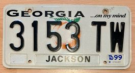 US-Kennzeichen Georgia 3153TW, Jahrgang 1999