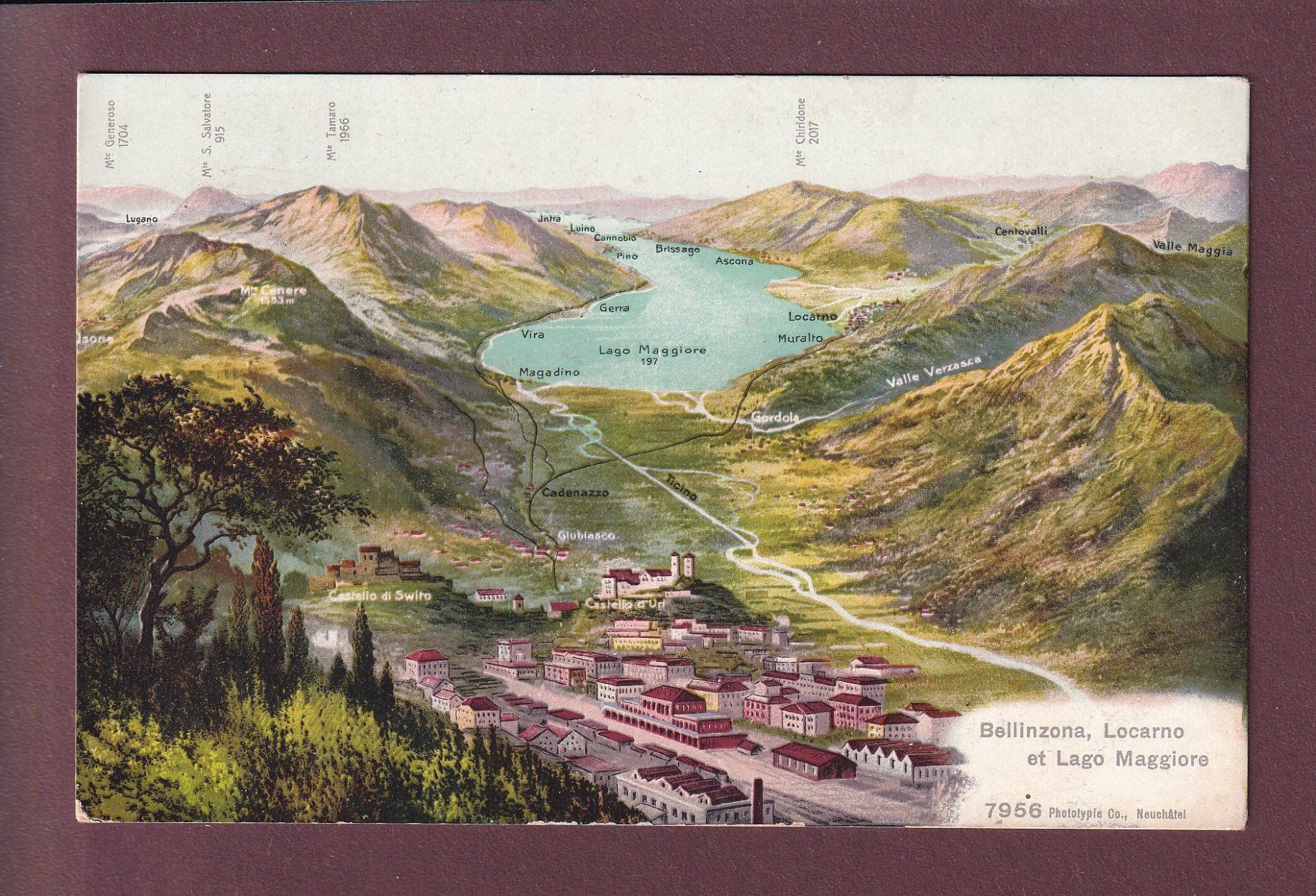 Cartoline postali: BELLINZONA e dintorni - 1915 – Usato da Pully venduto da nicecards
