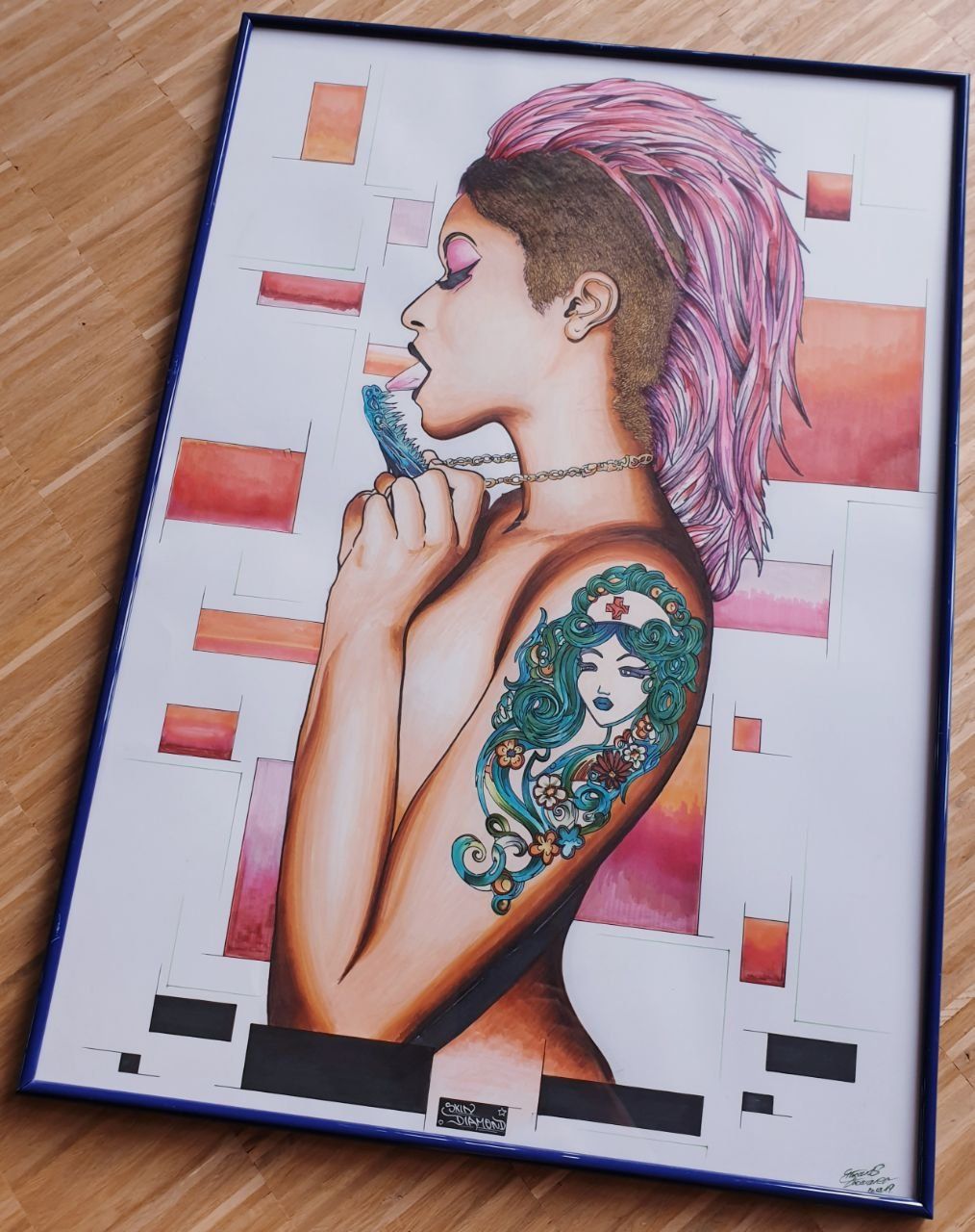 Gemälde: Original Skin Diamond Illustration Artwork Sweedgraffixx – Neu (gemäss Beschreibung) aus Urnäsch von Nakamotix