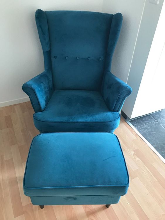 IKEA Sessel / Hocker STRANDMON türkis Kaufen auf Ricardo