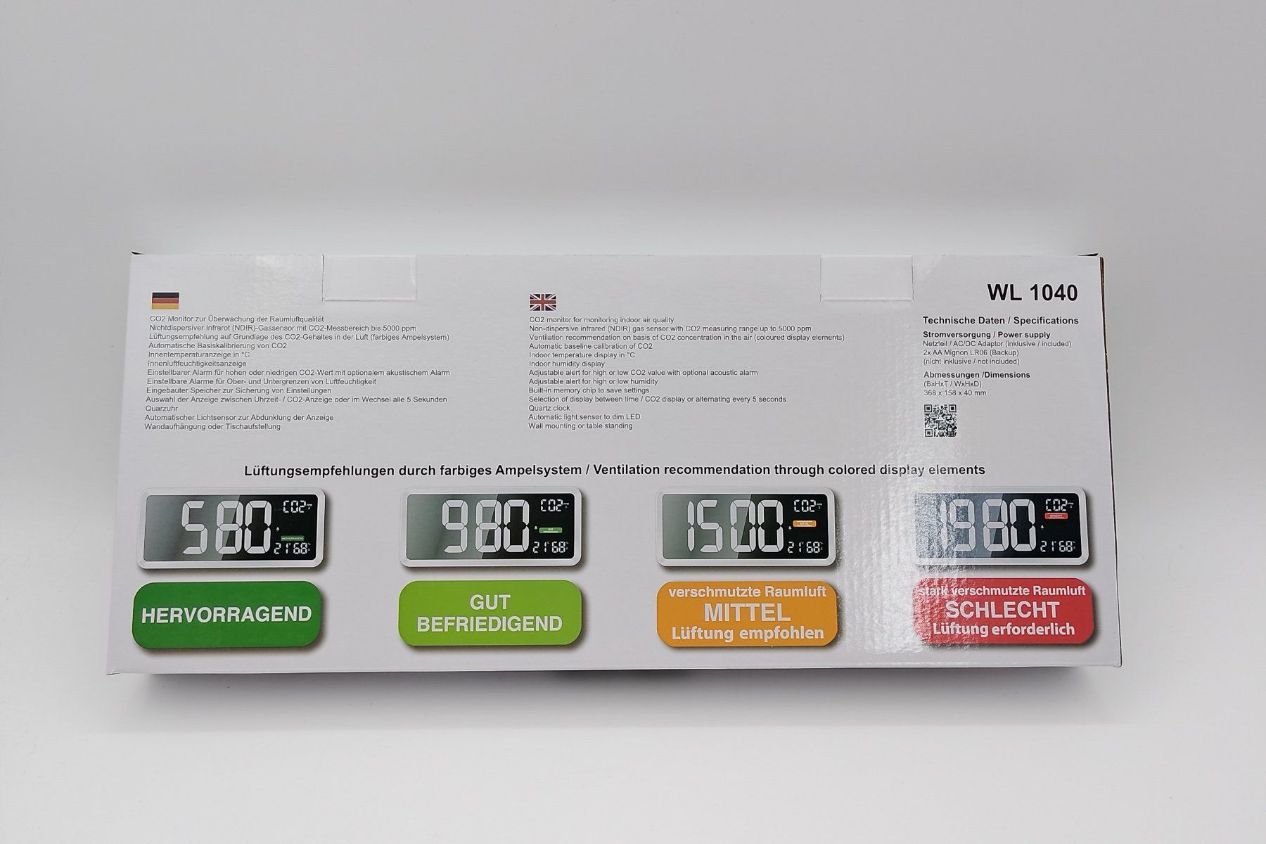Misurare: Montre murale CO2 Météo WL 1040. – Nuovo e nell'imballaggio originale da Courtemaîche venduto da Atelier.tech 1