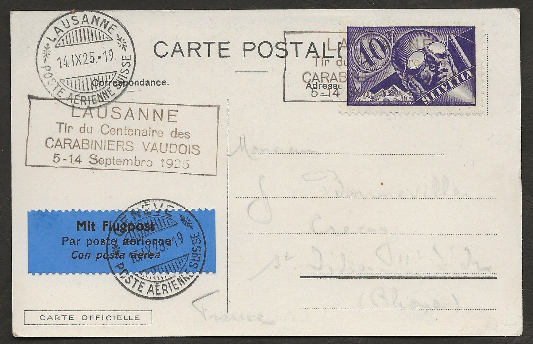 Tous les timbres: Flugpost 1925 Lausanne Genf Luftpost – D'occasion à Au ZH par xelagreb01