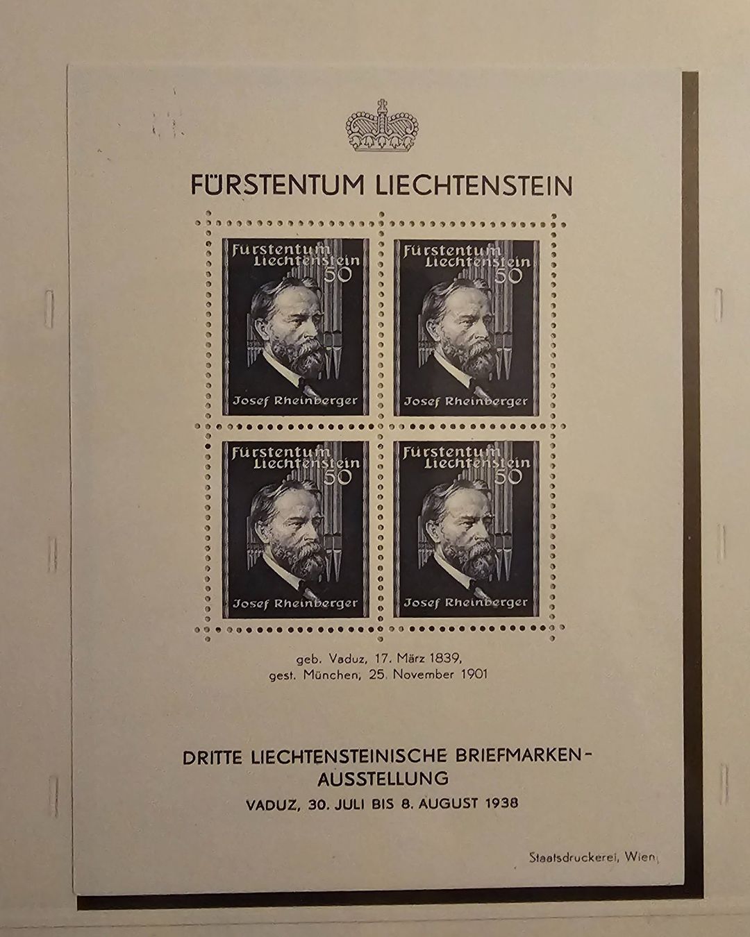 Alle Briefmarken: FL BLOCK 3 ! POSTFRISCH ! KAT  120.-- ! – Neu (gemäss Beschreibung) aus Rombach von Kunstmarkart