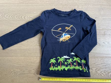 Wie neu: JAKO-O Langarmshirt Gr. 104 / 110 Helikopter