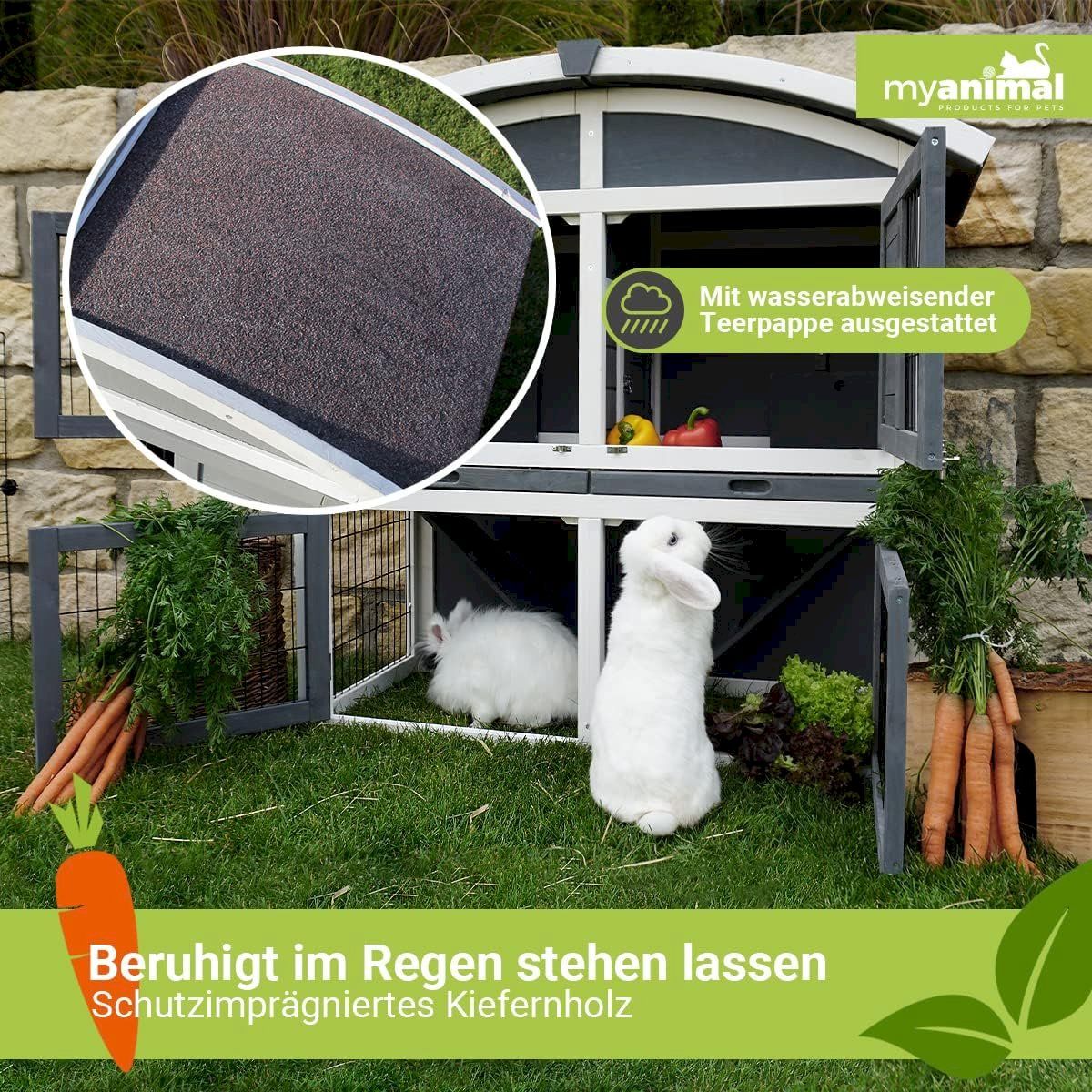 Käfige, Transport & Sicherheit: Hasenstall 2-stöckig Grau 118x55x105cm – Neu und originalverpackt aus Bottighofen von zaap 5