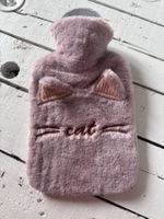 Wärmflasche Katze Plüschbezug rosa