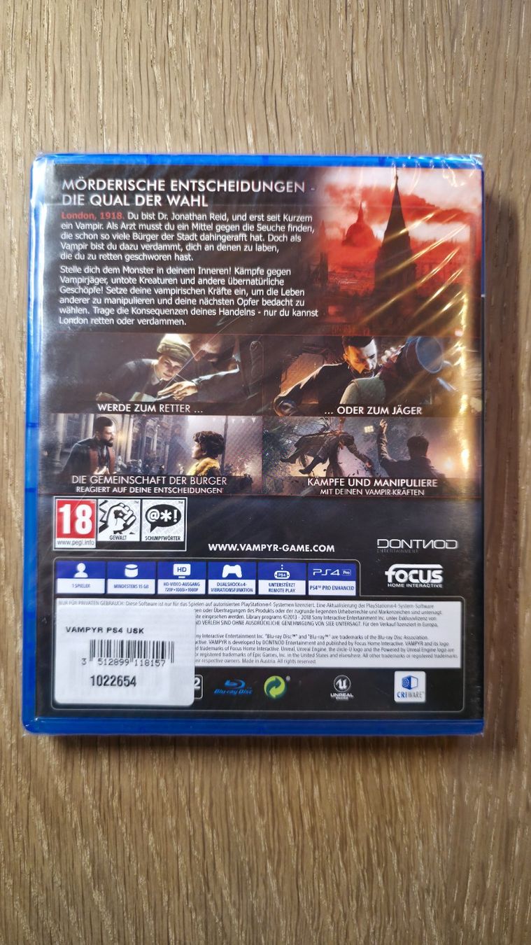 Sony Giochi: PS4, Game, PlayStation, Vampyr, Neu , OVP – Nuovo e nell'imballaggio originale da Sirnach venduto da TheMrFreeman 1