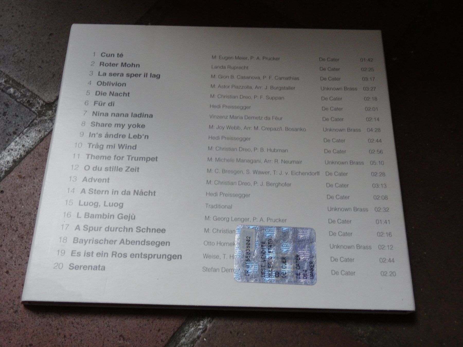 CD: De Cater - Unknown Brass De cuer CD – Usato da Olten venduto da Disc-Ausverkauf 1