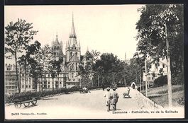 Lausanne, Cathedrale, vu de la Solitude