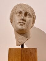 Antica testa di donna in gesso, scultura 19,5 cm