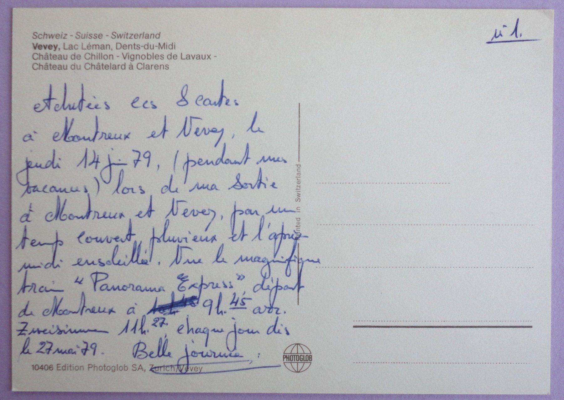 Cartes postales: Vevey – D'occasion à Fétigny par Billy2miny 1