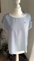 T-shirt blanc & motifs bleus satiné TBS, taille 38, NEUF