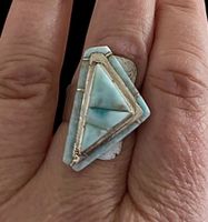Native American Silver Ring Larimar Stone