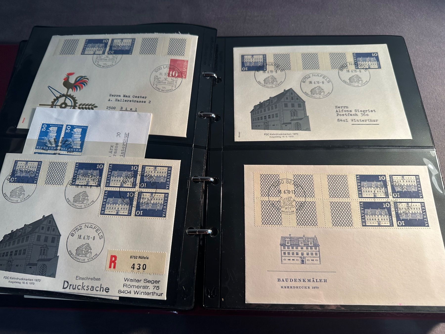 Alle Briefmarken: Album Schweiz Sammlung Briefe und FDC – Gebraucht aus Stettfurt von 2442 7