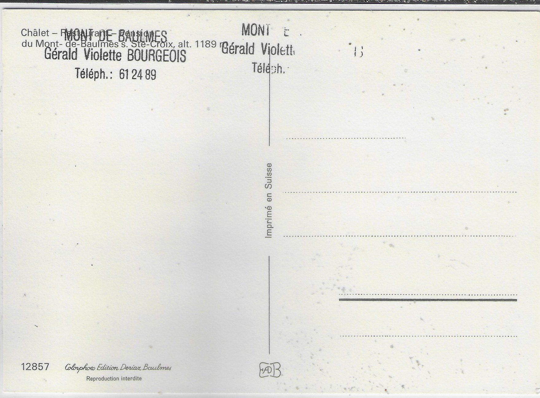 Cartoline postali: Chalet-Restaurant du Mt. de Baulmes – Usato da Ettingen venduto da Kartenplanet 1