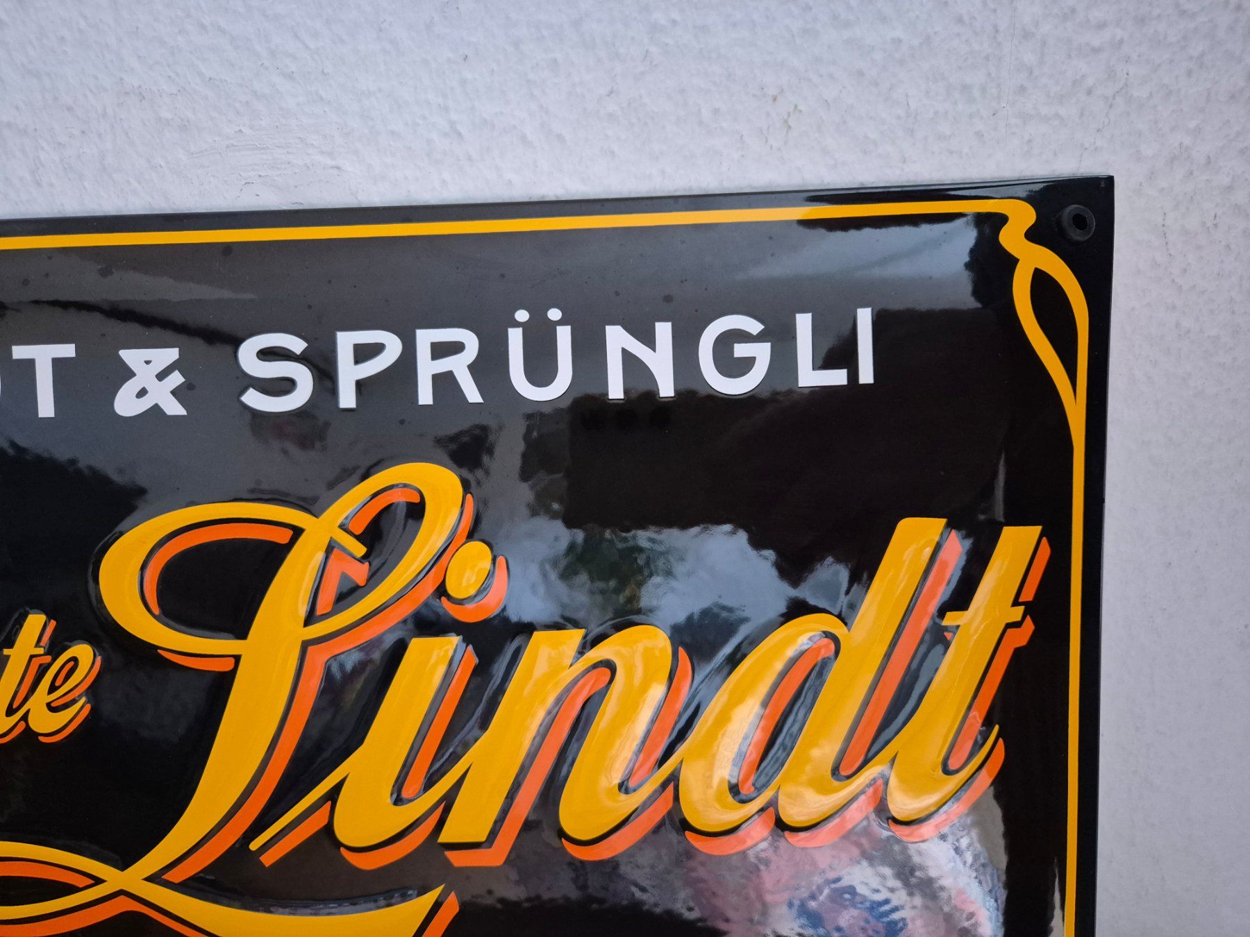 Lindt Insegne: Emailschild Lindt & Sprüngli Chocolade Emaille Schild Retro – Nuovo (secondo la descrizione) da Schaffhausen venduto da pfanis09 2