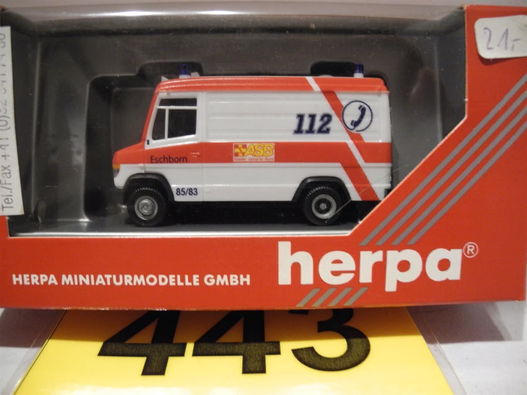 Herpa Modellini d'auto: Herpa 043397, "ASB Eschborn", Nr. 443 – Nuovo e nell'imballaggio originale da Kottwil venduto da Crazyrolf