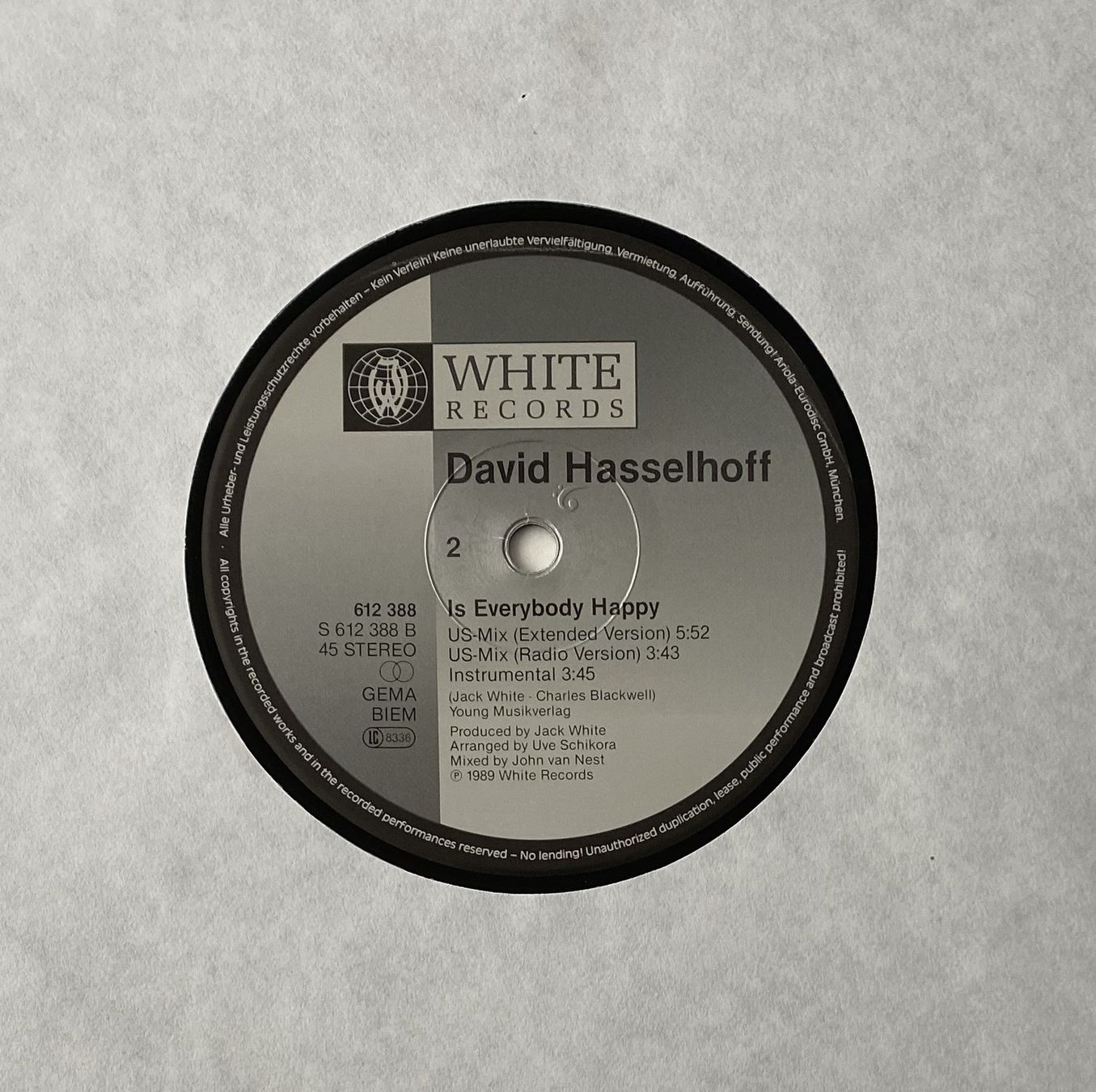 Dischi in vinile: David Hasselhoff, Is Everybody Happy – Usato da Flums venduto da Empe1 3