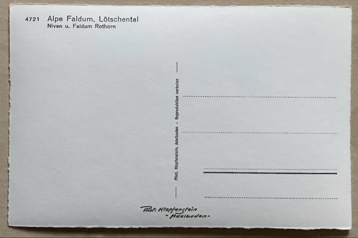 Cartoline postali: Lötschental, Faldumalpe – Usato da Reinach BL venduto da Linda013 1