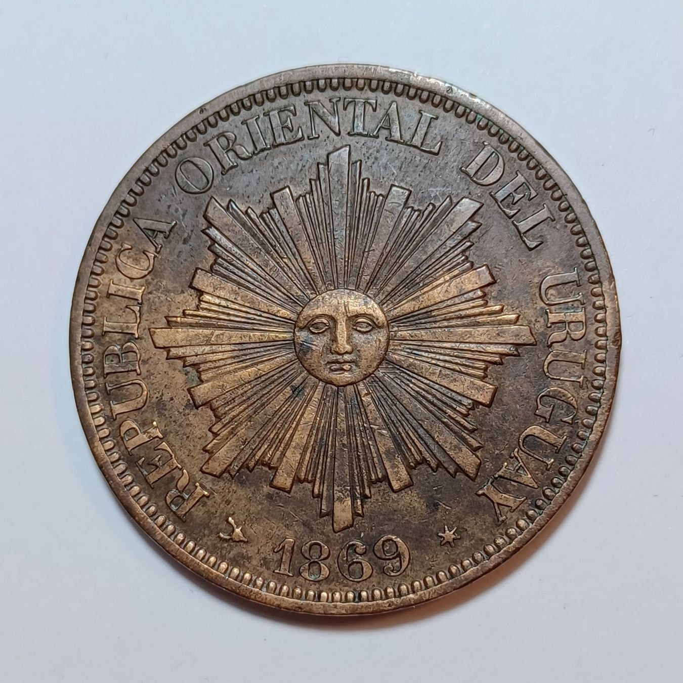 Tutti le monete: 4 Centésimos 1869 Uruguay – Usato da Pfäffikon ZH venduto da Welt_Muenzen