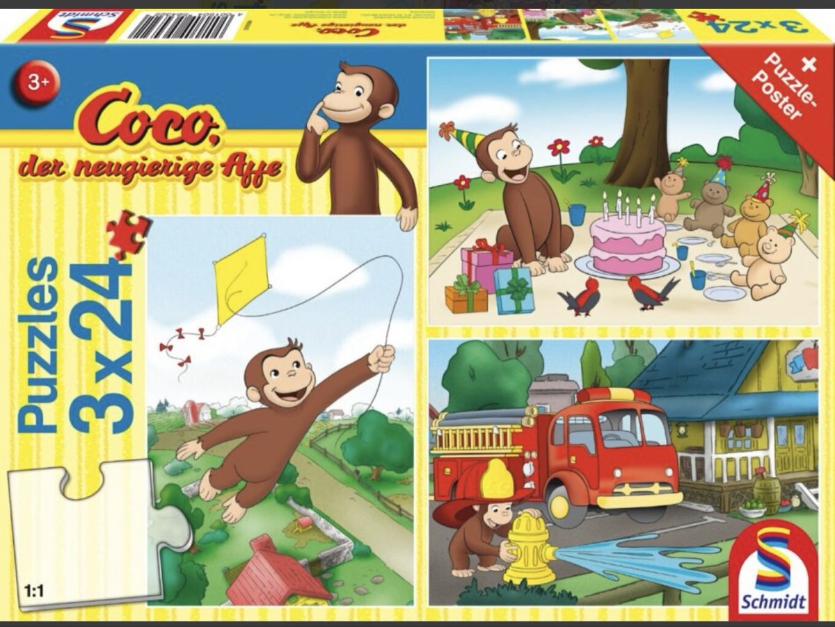 Puzzle: Puzzle COCO der Neugieriger Affe 3x24 teilig – Usato da Steinhausen venduto da Elif.Guerbuez