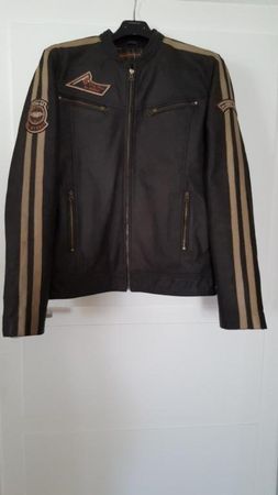 Lederjacke *MC MURRAY Race*, Gr.M, d'braun, Emblems/Streifen