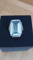 Bague vintage en argent avec topaze bleue XXL – Art déco!