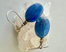 Vintage Kyanit Ohrhänger 925 Silber – handgefertigtes Unikat