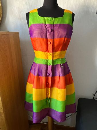 Mini robe vintage é rayures  100% soie,  LIZ CLAIBORNE
