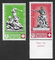 1940: Pro Patria Nr.B3 + B5 mit Plattenfehler 2.01--2.01c **