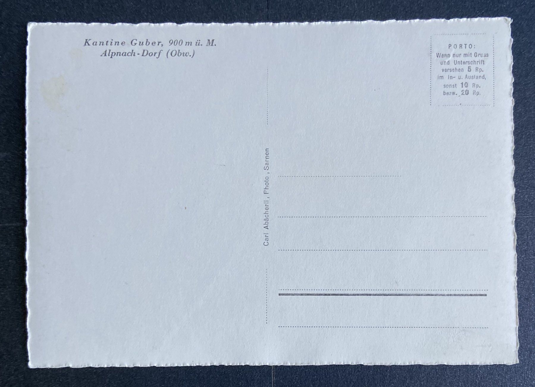 Cartoline postali: AK Kantine Guber Alpnach - Dorf – Usato da Böckten venduto da Hansi36 1