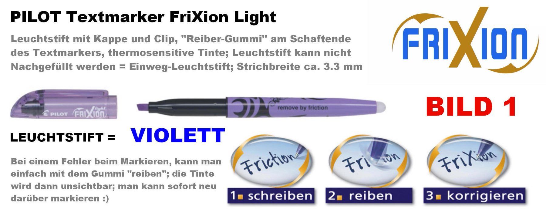 Pilot Penna & Evidenziatori: Pilot Leuchtstift Marker ** Frixion LIGHT ** VIOLETT – Nuovo (secondo la descrizione) da Strengelbach venduto da Mozi1