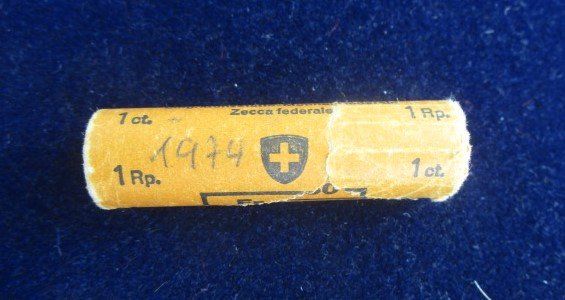 Alle Münzen: 1 Rappen Originalrolle 1974 - stgl – Neu und originalverpackt aus Luzern von Horoskop1