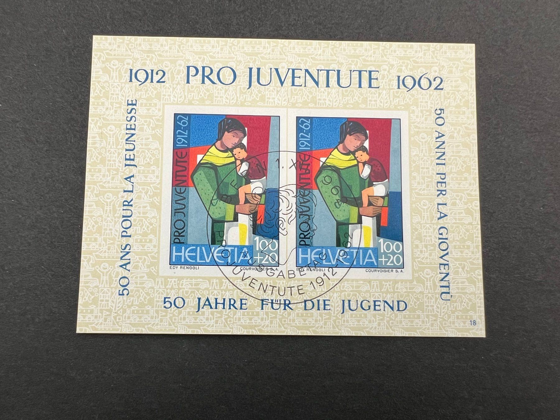 Tutti i francobolli: PJ Block 1962 FDC Luxus  (E1107) – Usato da Hinwil venduto da Sidi4