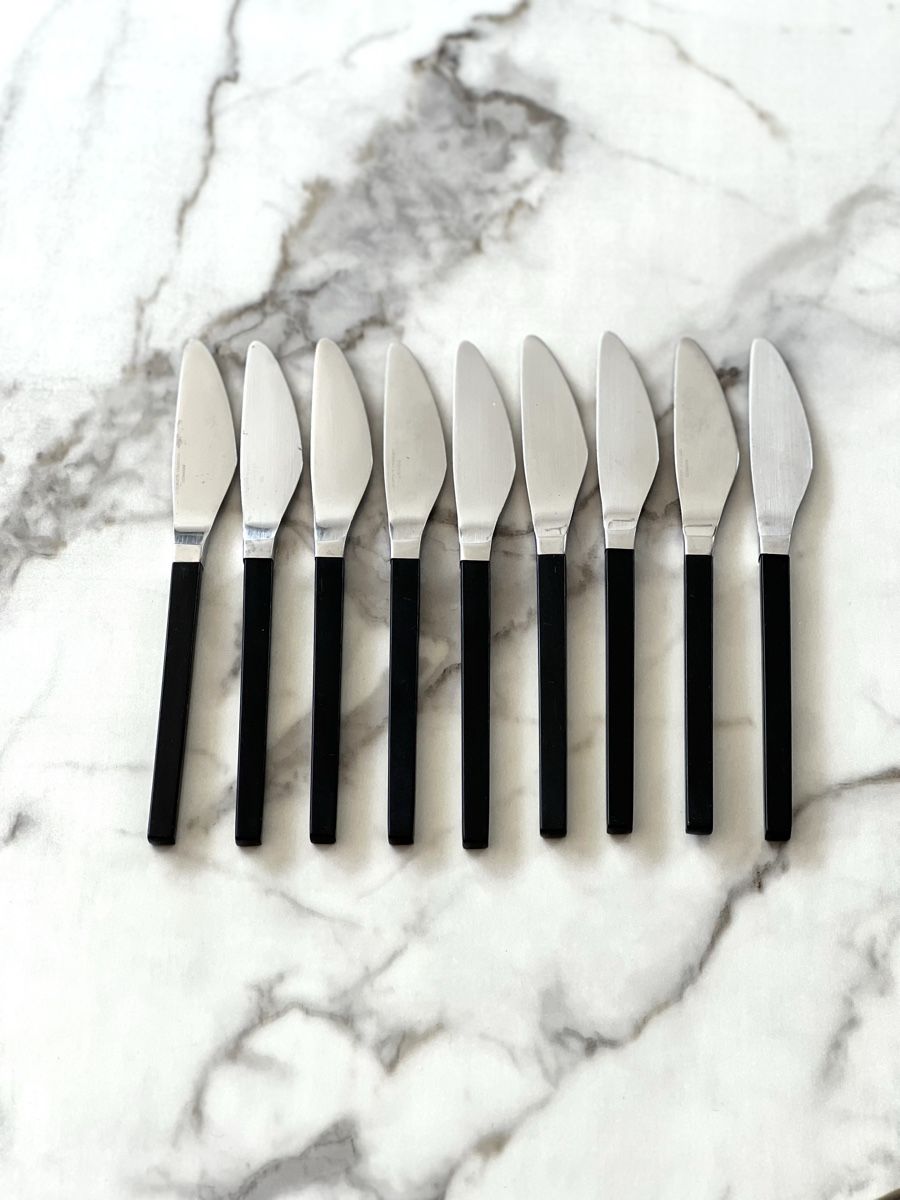 Coltelli: Set mit 12 dänischen Lundtofte Opus Black Handle Messer – Usato da Uerikon venduto da Saffagirl 1