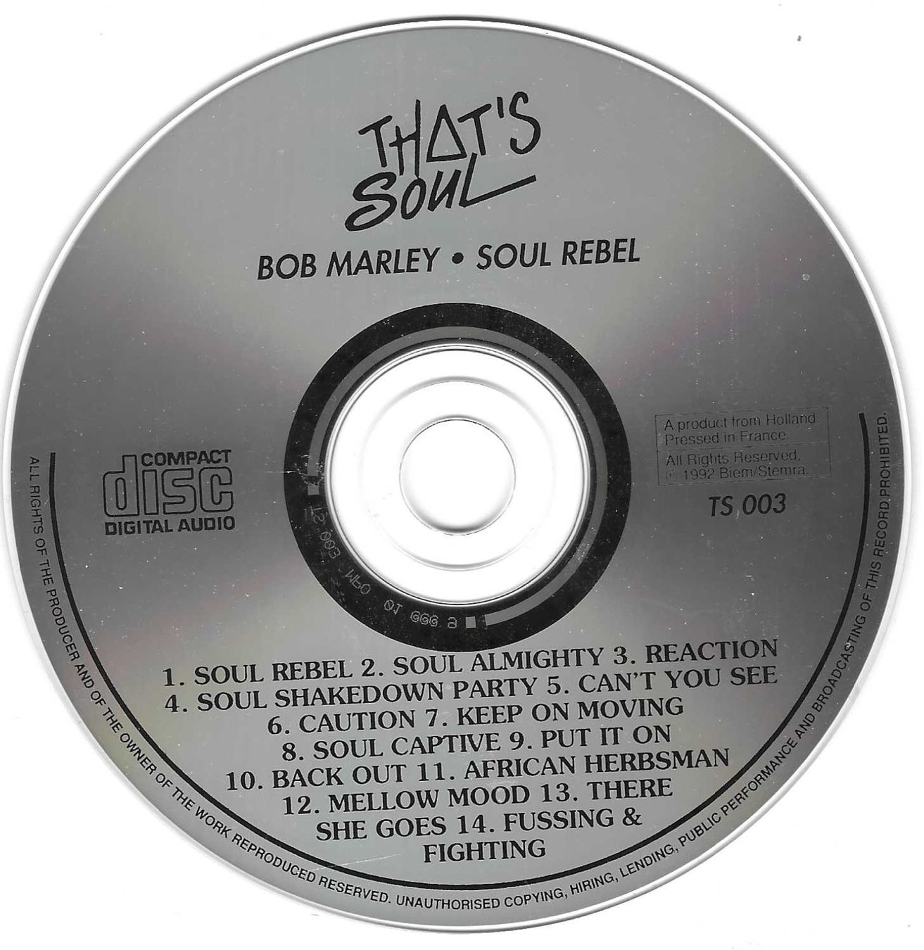 CD: BOB MARLEY  -  SOUL REBEL – Usato da Bex venduto da Giorgiob 2