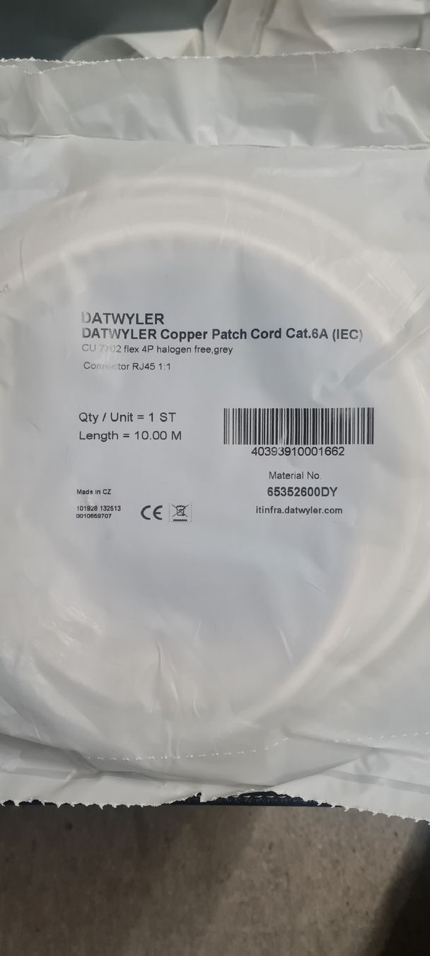 Dätwyler Cavi: 15 Stk. Patchkabel 10m Dätwyler, 7702 Halogenfrei Kat.6a Neu – Nuovo e nell'imballaggio originale da Zürich venduto da dav_n8m7 1