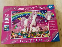 Glitzer-Puzzle, 100 Teile, Pferd und Regenbogen, Ravensburge