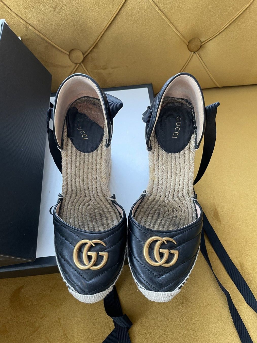Gucci Scarpe da donna: Gucci Plattform Leder Espadrilles schwarz, Keilabsatz – Usato da Dagmersellen venduto da sheli17 5
