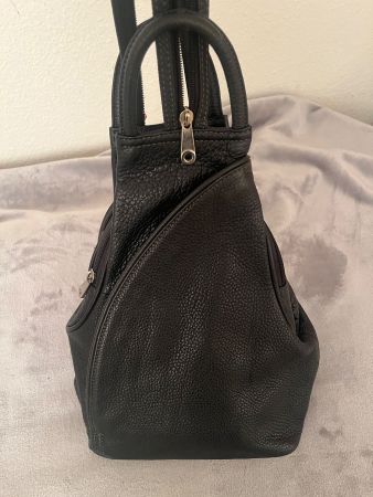 Rucksack Leder schwarz Damen Handtasche Umhängetasche Con...