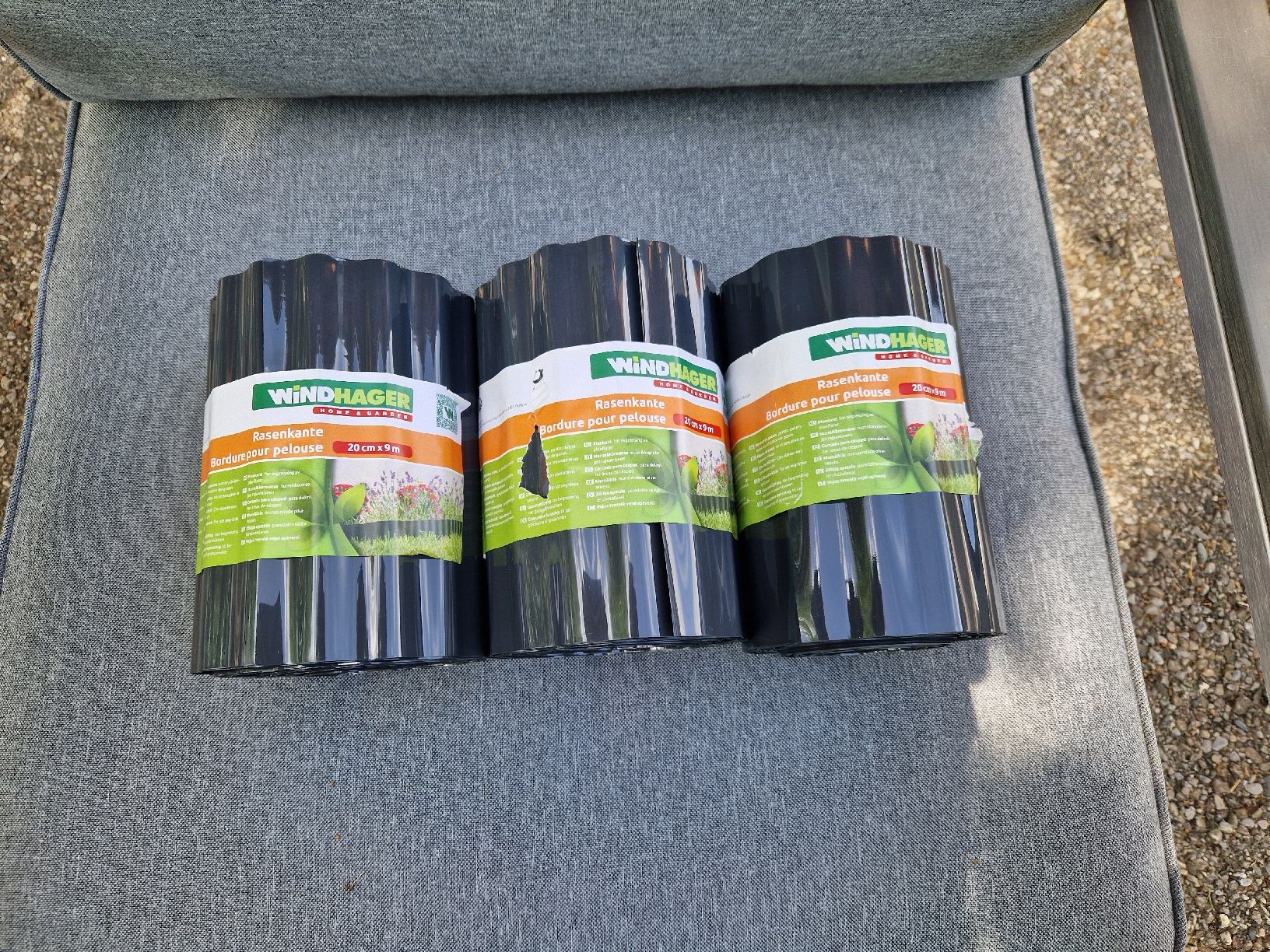 Recinzioni: 3x Windhager Rasenkante Anthrazit 22cm x 9m – Nuovo e nell'imballaggio originale da Bühler venduto da Bluana