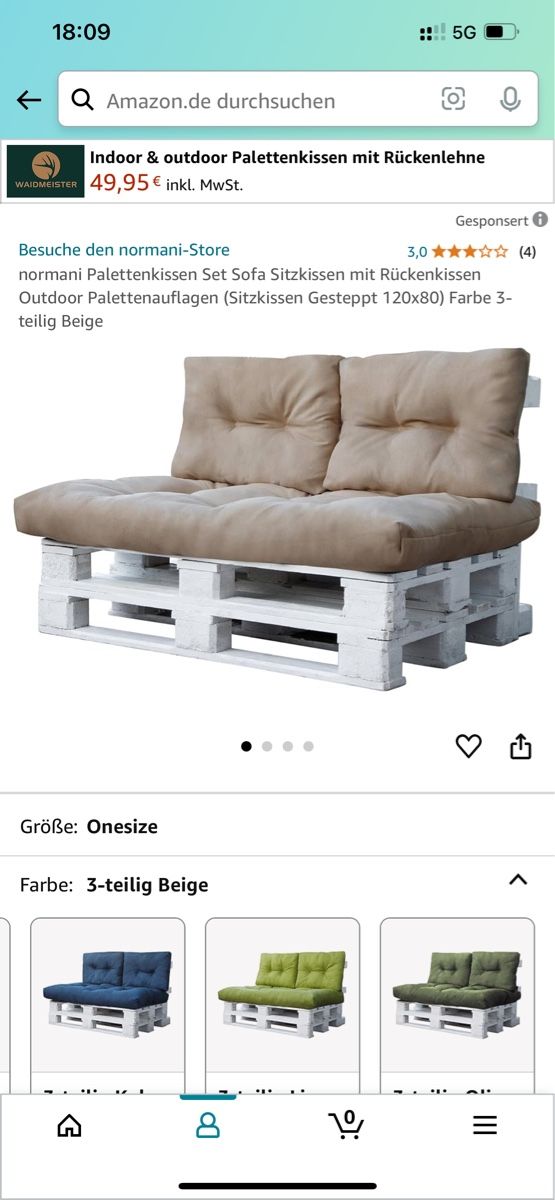 Kissen: Palettenkissen 3 Set ( 1 Set=1x grosses Kissen  &2 x kleine) – Gebraucht aus Buchs ZH von  1
