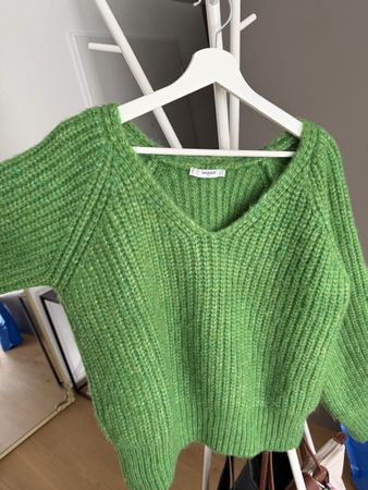 Mango Strickpullover V-Ausschnitt grün Grösse M