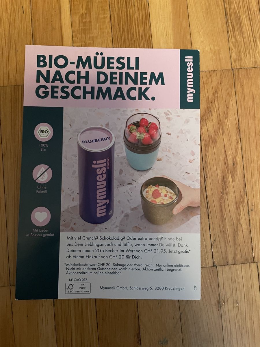 Buoni: MyMuesli Voucher: CHF 21.95 – Nuovo (secondo la descrizione) da Neuchatel venduto da shi_9fzw 1