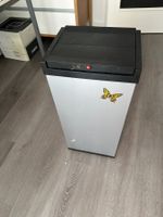 Abfalleimer Metall mit Deckel silber/schwarz guter Zustand