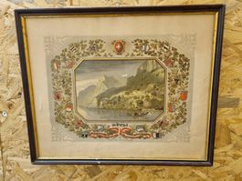 Rütli Bild mit Wappenrahmen - Historische Schweizer Kunst!