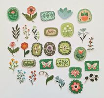30 Aufkleber Sticker - Botanik Blumen