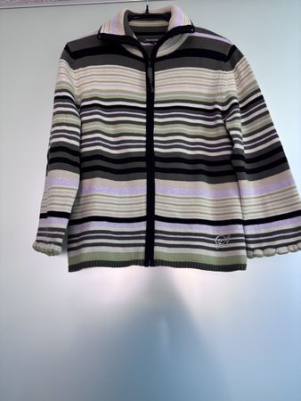 Street One Strickjacke / Zipper-Cardigan mit Streifen – 42